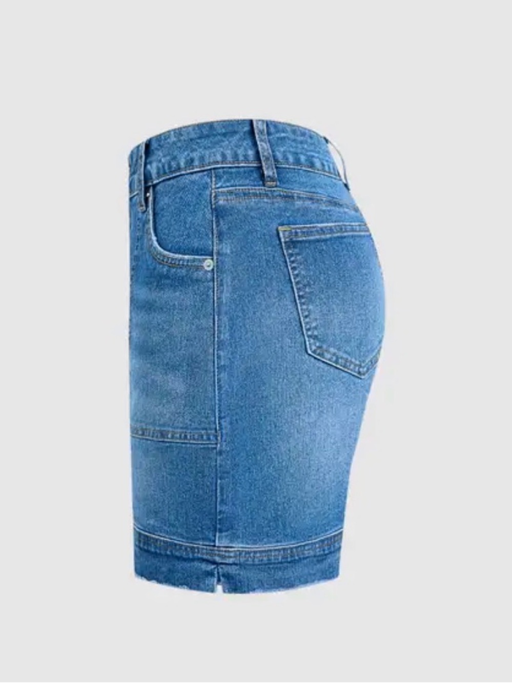 Flamingals Wash Split Mid Waist Denim Mid Thigh Shorts Without Belt 2XL PS9-31 - Picture 5 of 8